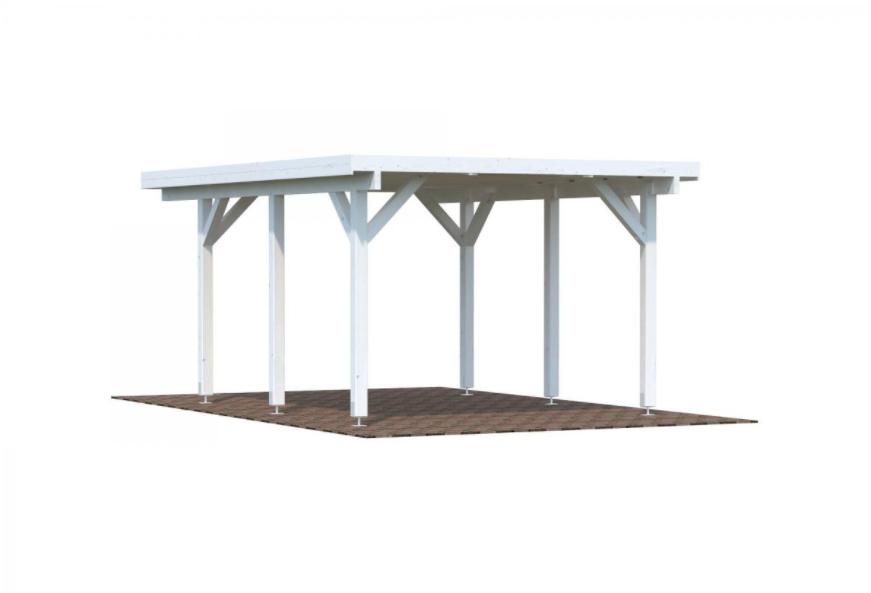 Carport bois 18,4m² blanc