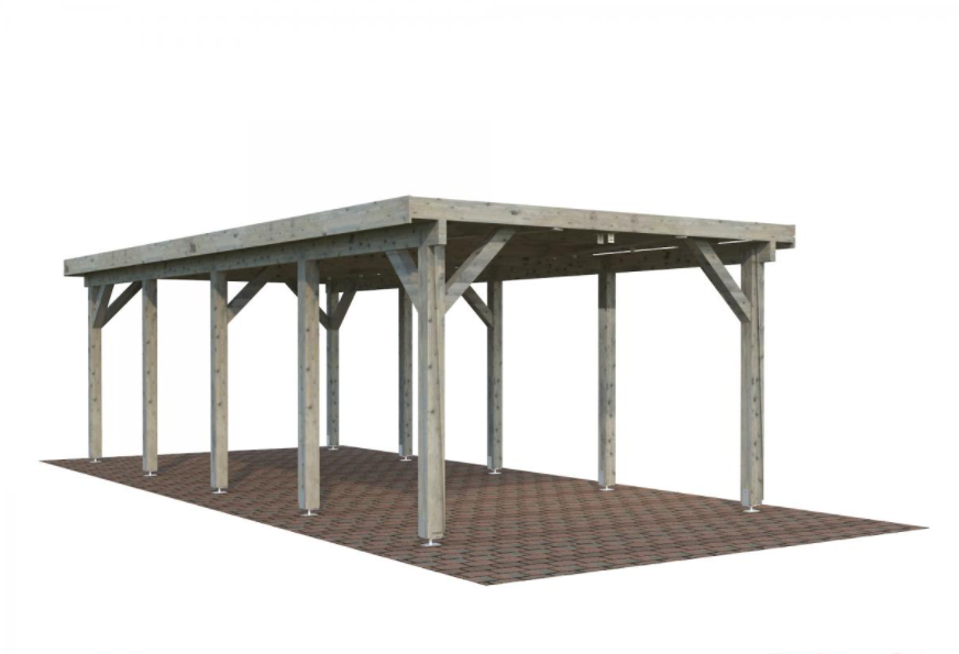 Carport bois 23,1m² gris